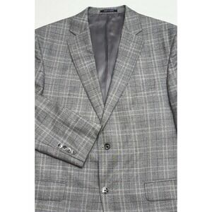 Cremieux X Loro Piana Gray/Black Windowpane Plaid Italian Wool 42R Union Canada